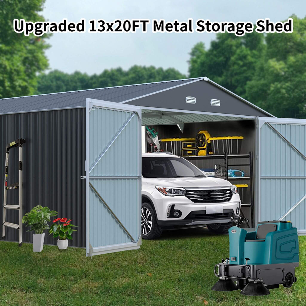 [13x20FT] Alora Large Heavy-Duty Outdoor Metal Storage Shed With Double Doors (SAK65331) – SAKSBY WHOLESALE, view 3
