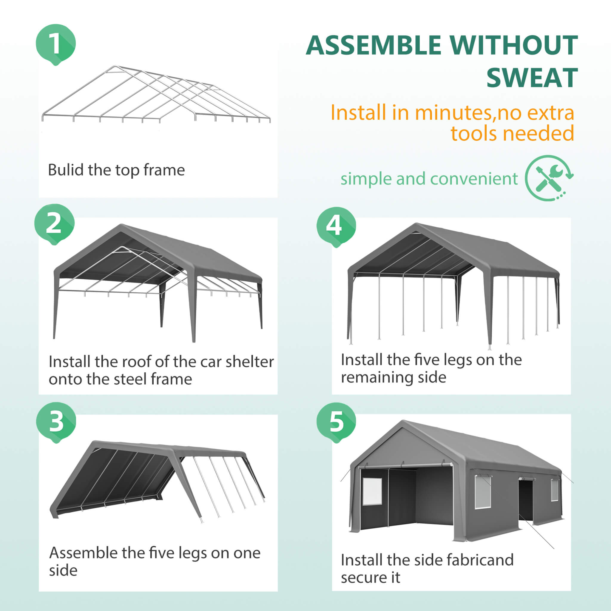 [13X26FT] Alora Heavy-Duty Carport Canopy With Roll-Up Doors And Windows (SAK14975) – SAKSBY WHOLESALE, view 15