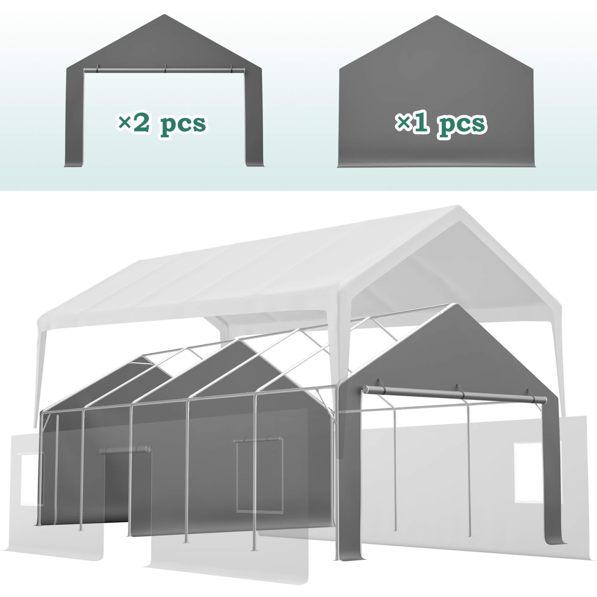 [13X26FT] Alora Heavy-Duty Carport Canopy With Roll-Up Doors And Windows (SAK14975) – SAKSBY WHOLESALE, view 4