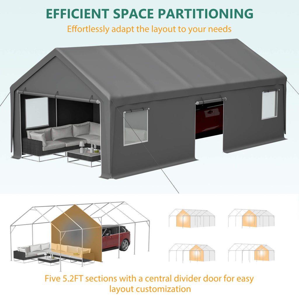 [13X26FT] Alora Heavy-Duty Carport Canopy With Roll-Up Doors And Windows (SAK14975) – SAKSBY WHOLESALE, view 11