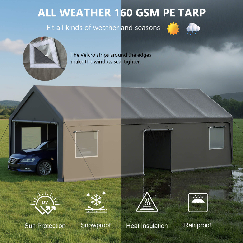 [13X26FT] Alora Heavy-Duty Carport Canopy With Roll-Up Doors And Windows (SAK14975) – SAKSBY WHOLESALE, view 6