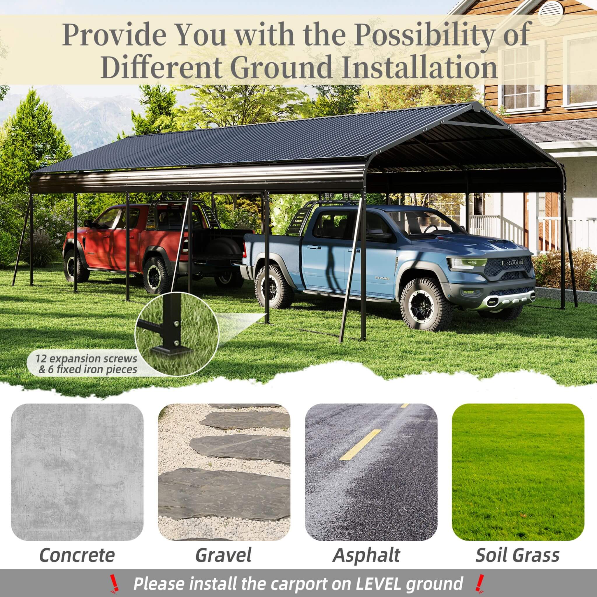 [13X26FT] Alora Heavy-Duty Weather-Resistant Outdoor Carport With Protective Film (SAK82451) – SAKSBY WHOLESALE, view 4