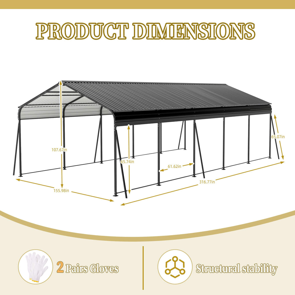 [13X26FT] Alora Heavy-Duty Weather-Resistant Outdoor Carport With Protective Film (SAK82451) – SAKSBY WHOLESALE, view 11