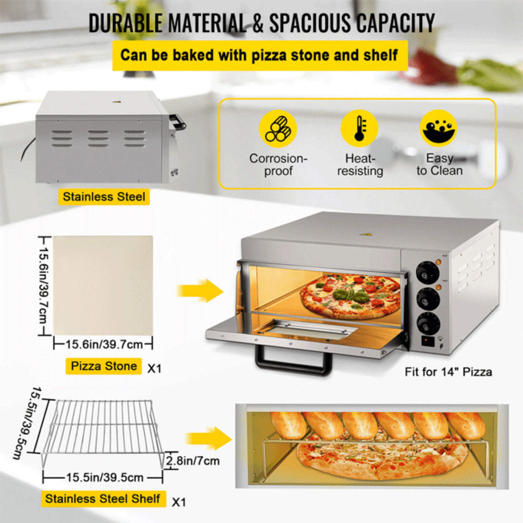 14-Inch Electric Single Deck Countertop Commercial Pizza Oven (SAK92582) – SAKSBY WHOLESALE, view 5