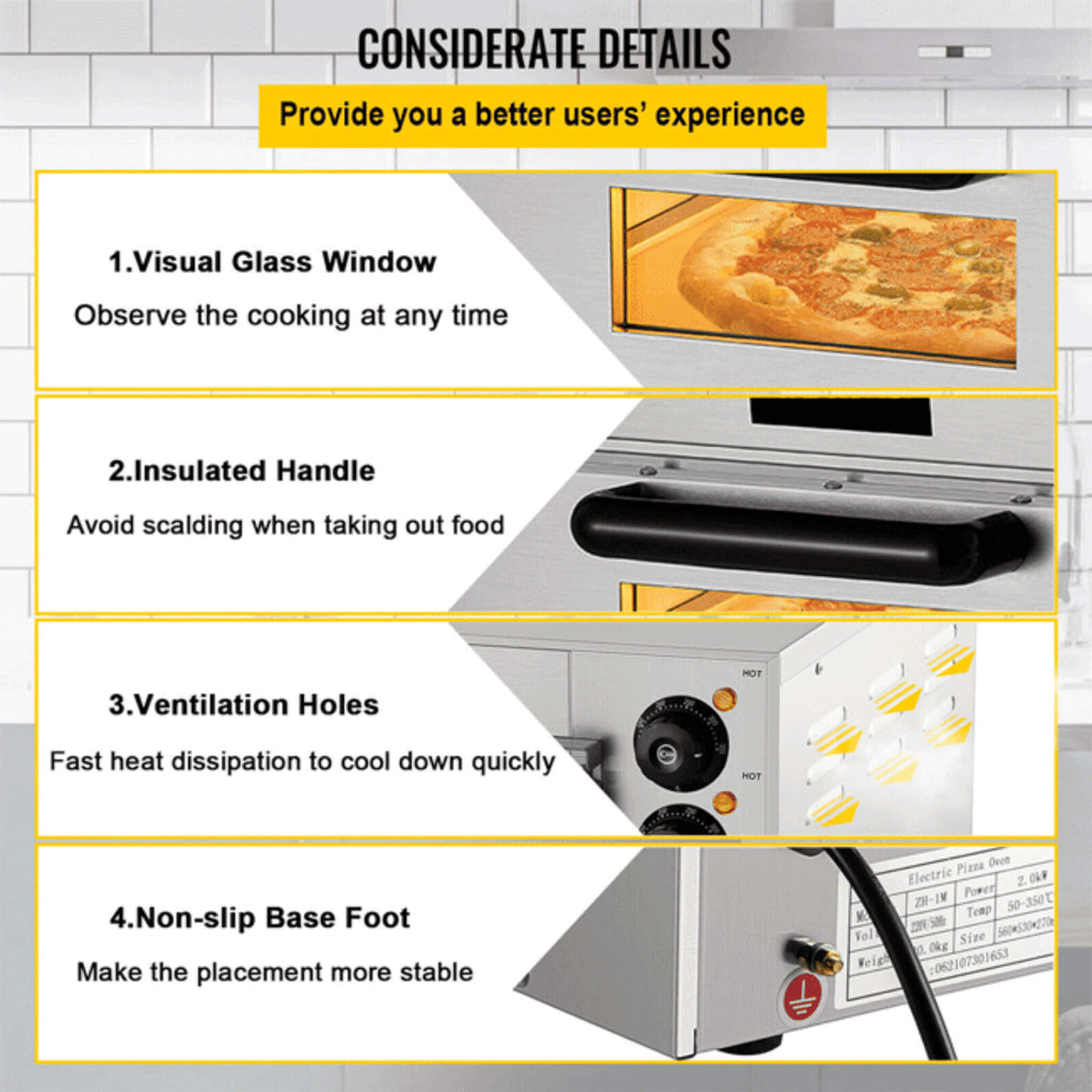 14-Inch Electric Single Deck Countertop Commercial Pizza Oven (SAK92582) – SAKSBY WHOLESALE, view 4