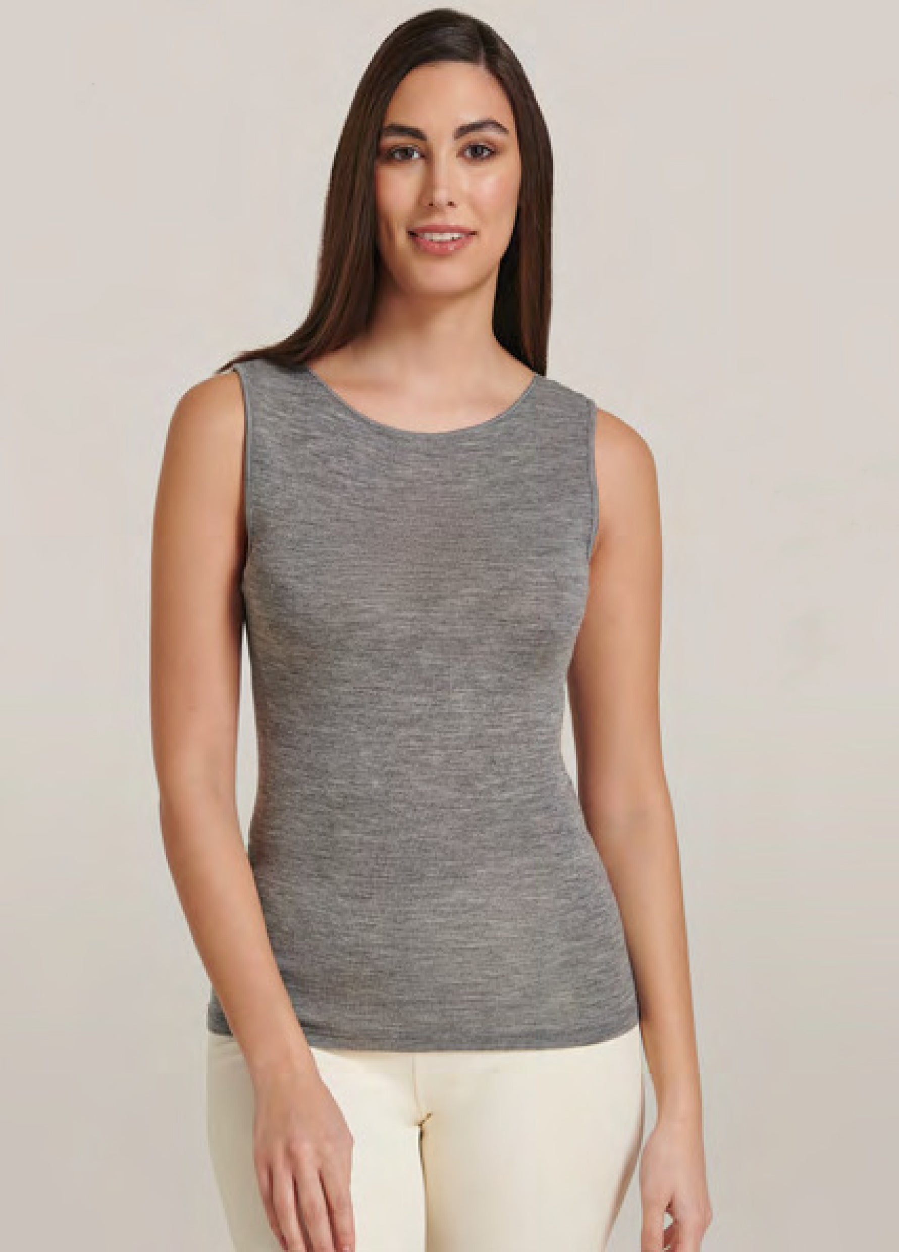 tittimitti EGI ® Luxury Merino Wool Silk (85% Wool 15% Silk) Tank Top. Proudly Made in Italy.(1401) — detail close-up