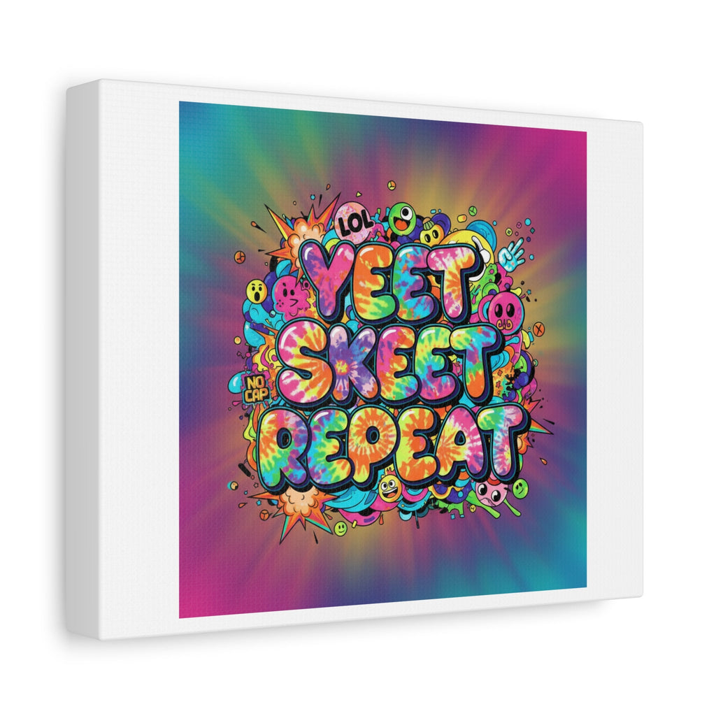 Yeet Skeet Repeat Canvas | Slogan & Glitch Graphic, Meme Phrase Wall Art