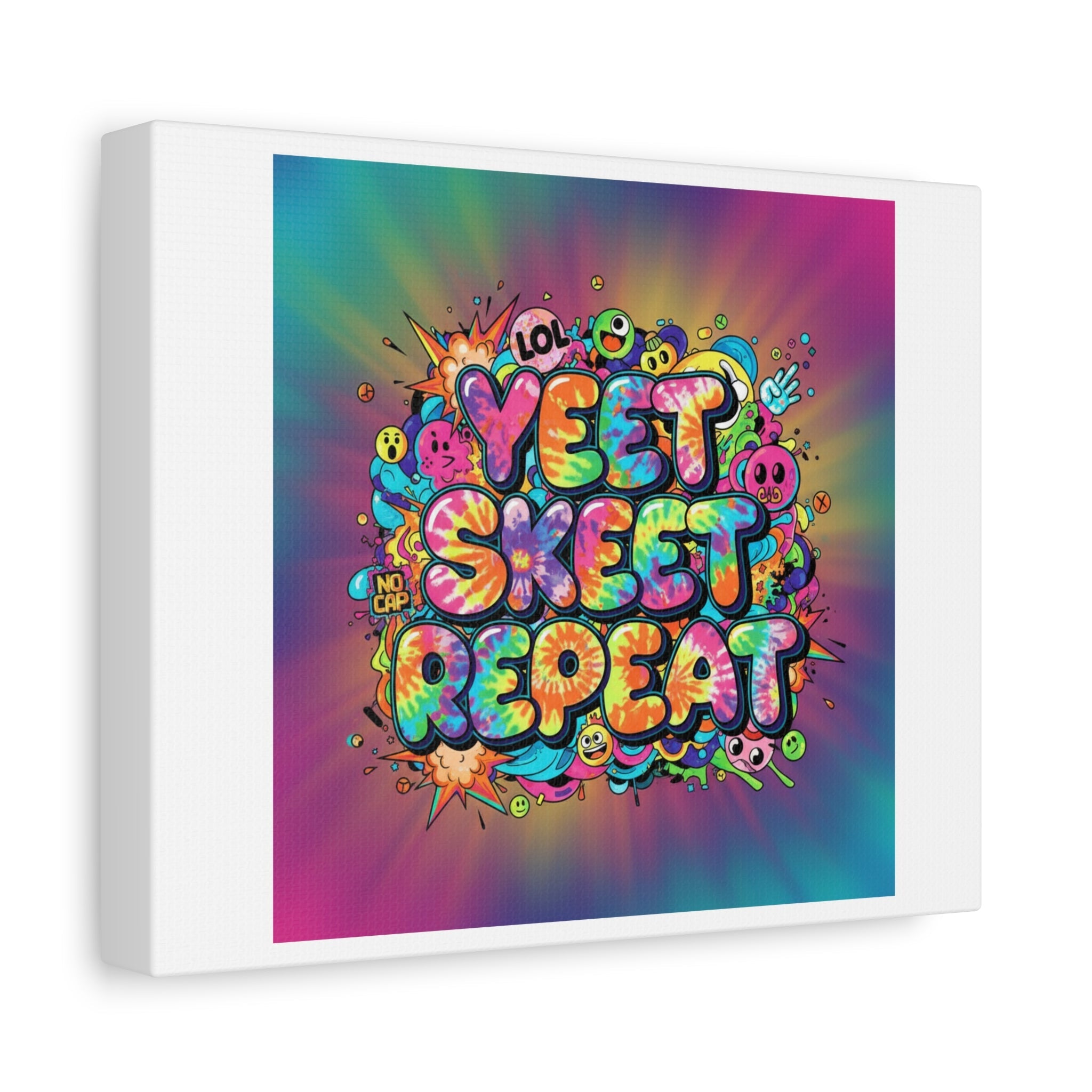 Yeet Skeet Repeat Canvas | Slogan & Glitch Graphic, Meme Phrase Wall Art