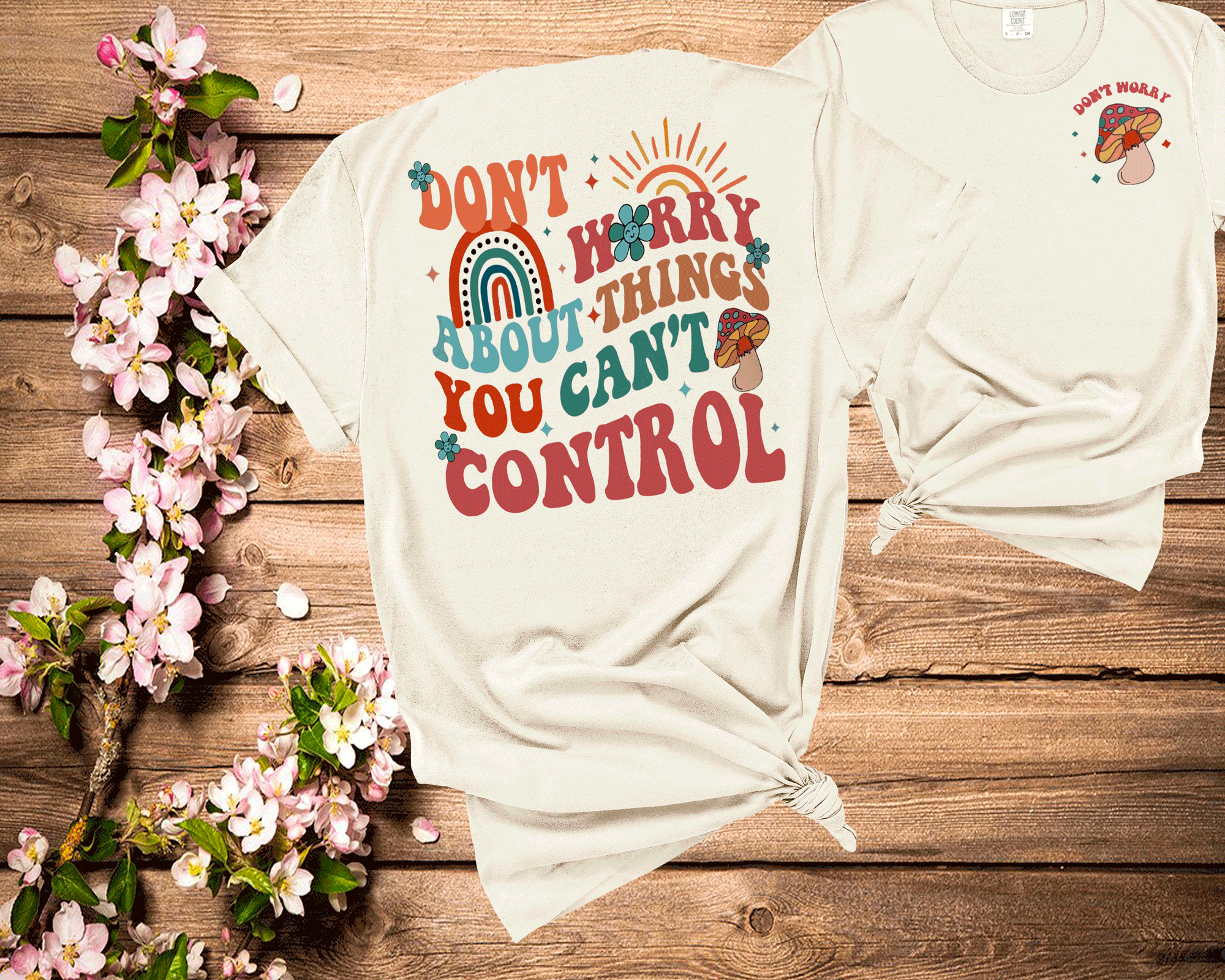 A Blessed Texas Mess Boutique Don't worry about things you can't control Mental Health Comfort Colors — main product shot