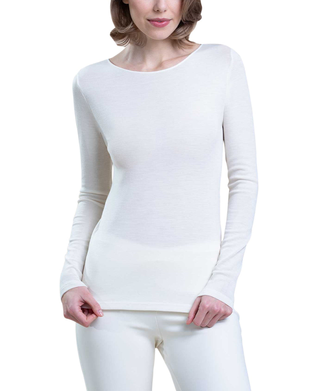 tittimitti EGI ® Luxury Merino Wool Silk (85% Wool 15% Silk) Women's Long Sleeve T-Shirt. Proudly Made in Italy. (1411) — det
