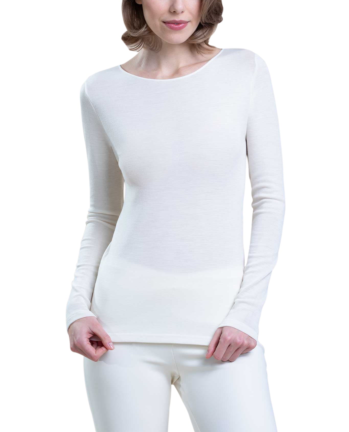 tittimitti EGI ® Luxury Merino Wool Silk (85% Wool 15% Silk) Women's Long Sleeve T-Shirt. Proudly Made in Italy. (1411) — det