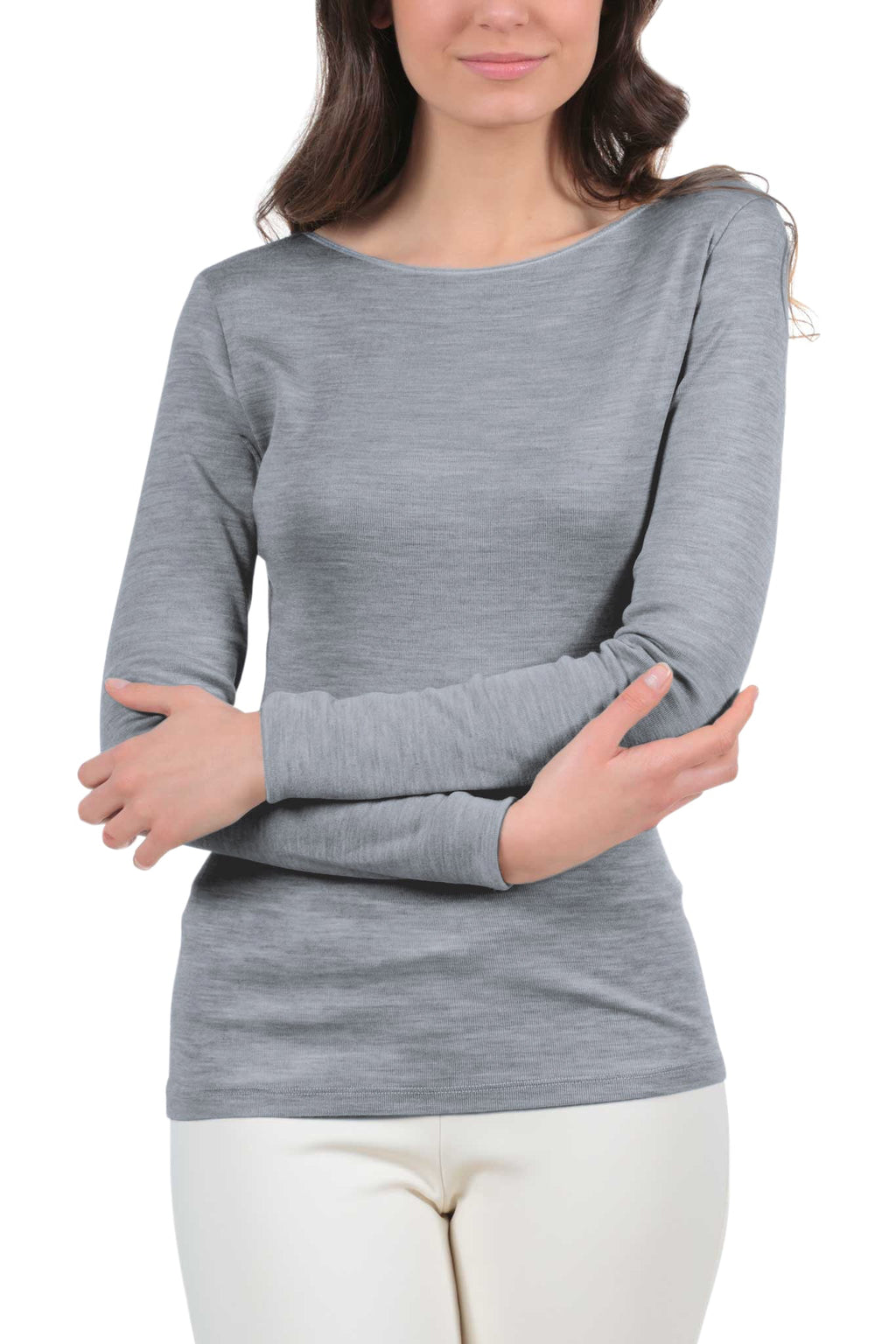 tittimitti EGI ® Luxury Merino Wool Silk (85% Wool 15% Silk) Women's Long Sleeve T-Shirt. Proudly Made in Italy. (1411) — mai