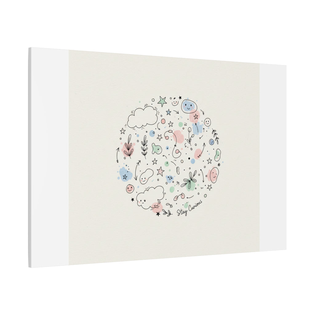 Doodle Circle Line Drawing Matte Canvas, Hand-Drawn Sketch Art