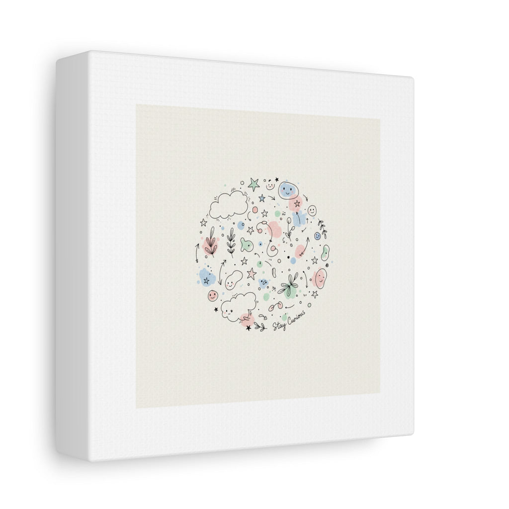 Doodle Circle Line Drawing Matte Canvas, Hand-Drawn Sketch Art