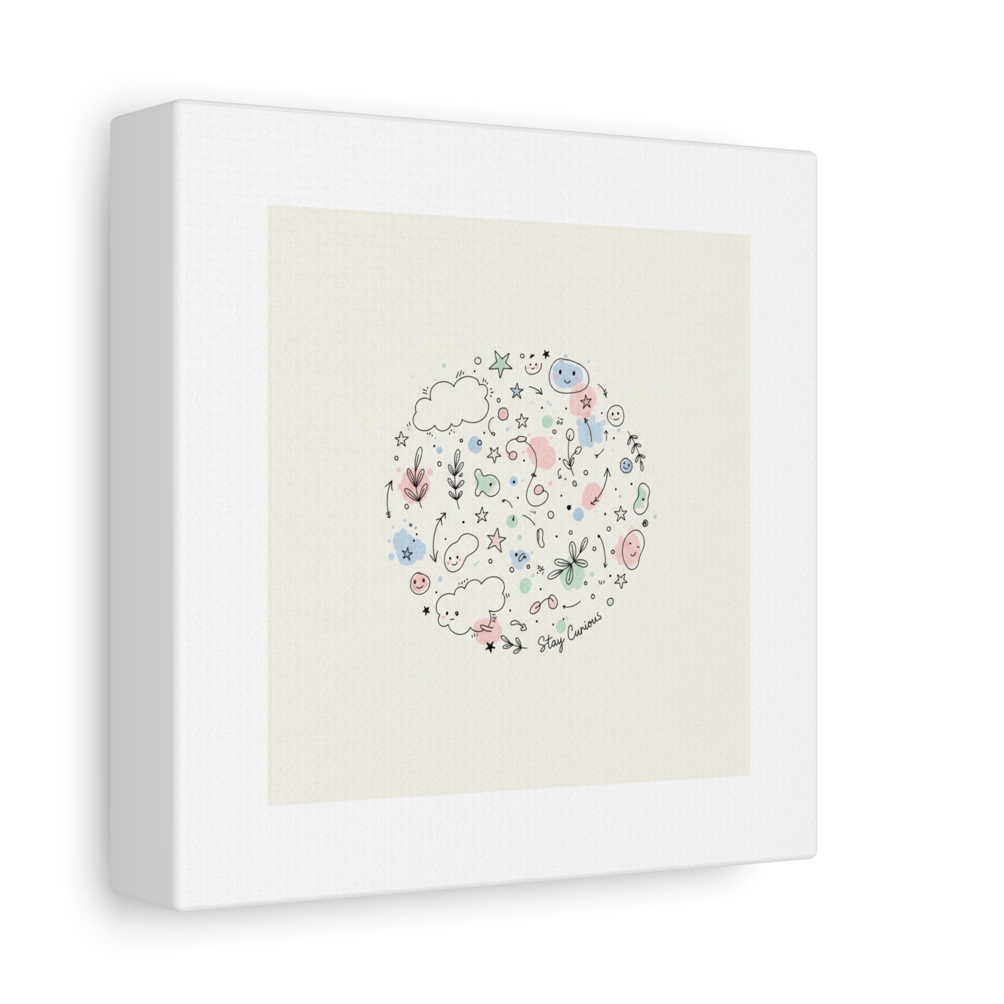 Doodle Circle Line Drawing Matte Canvas, Hand-Drawn Sketch Art