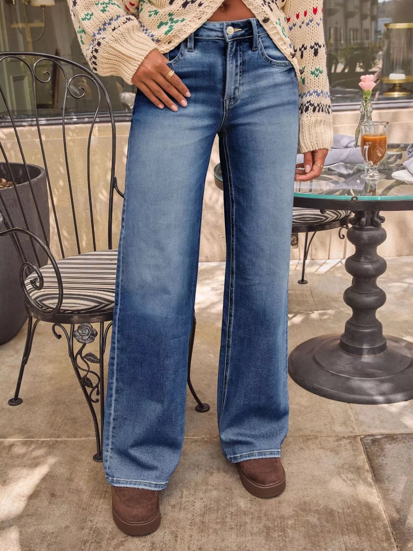 Washed Wide Leg Jeans