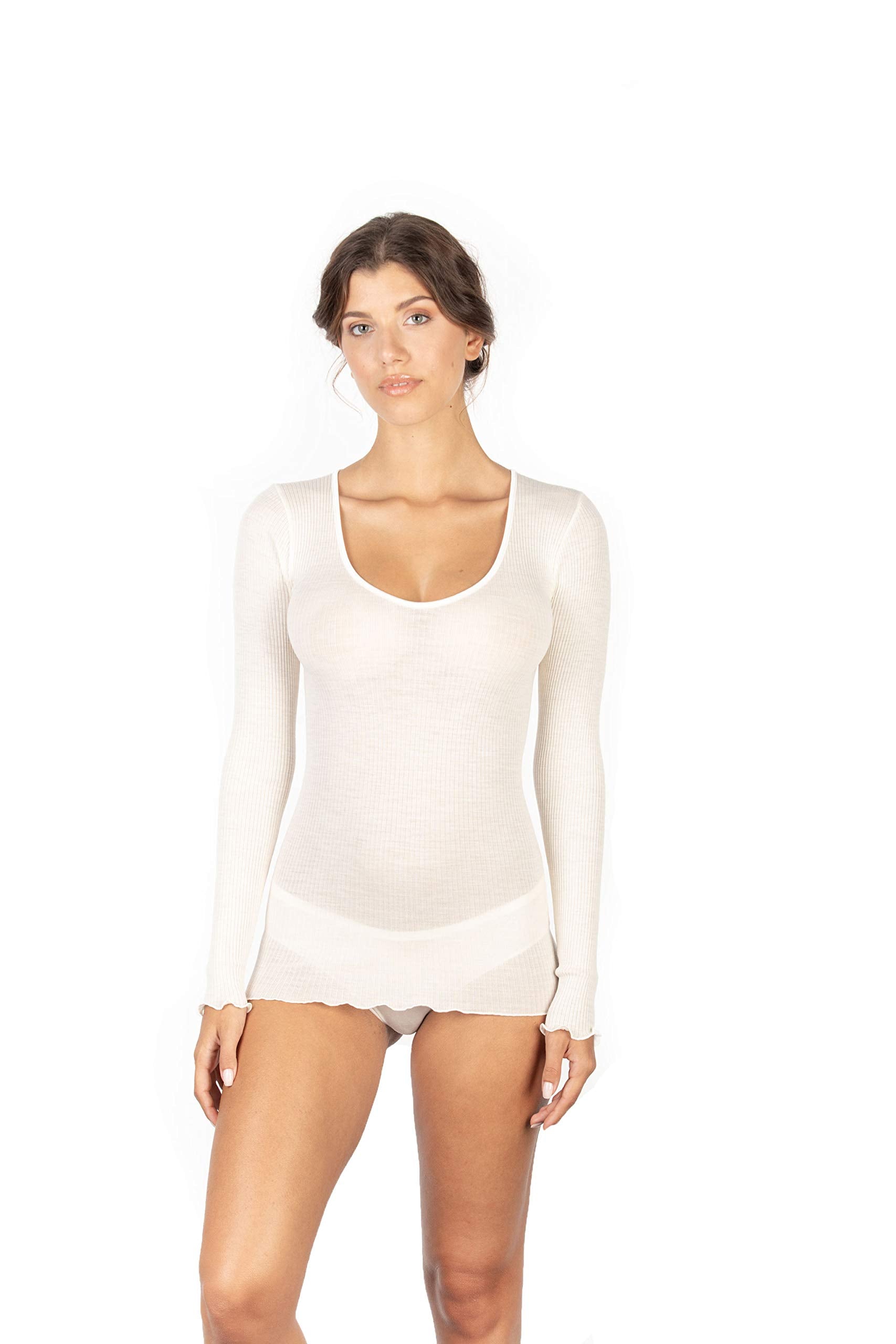 tittimitti EGi Luxury Wool Silk Long Sleeve Top with Satin Trim. Proudly Made in Italy (1437) — packaging