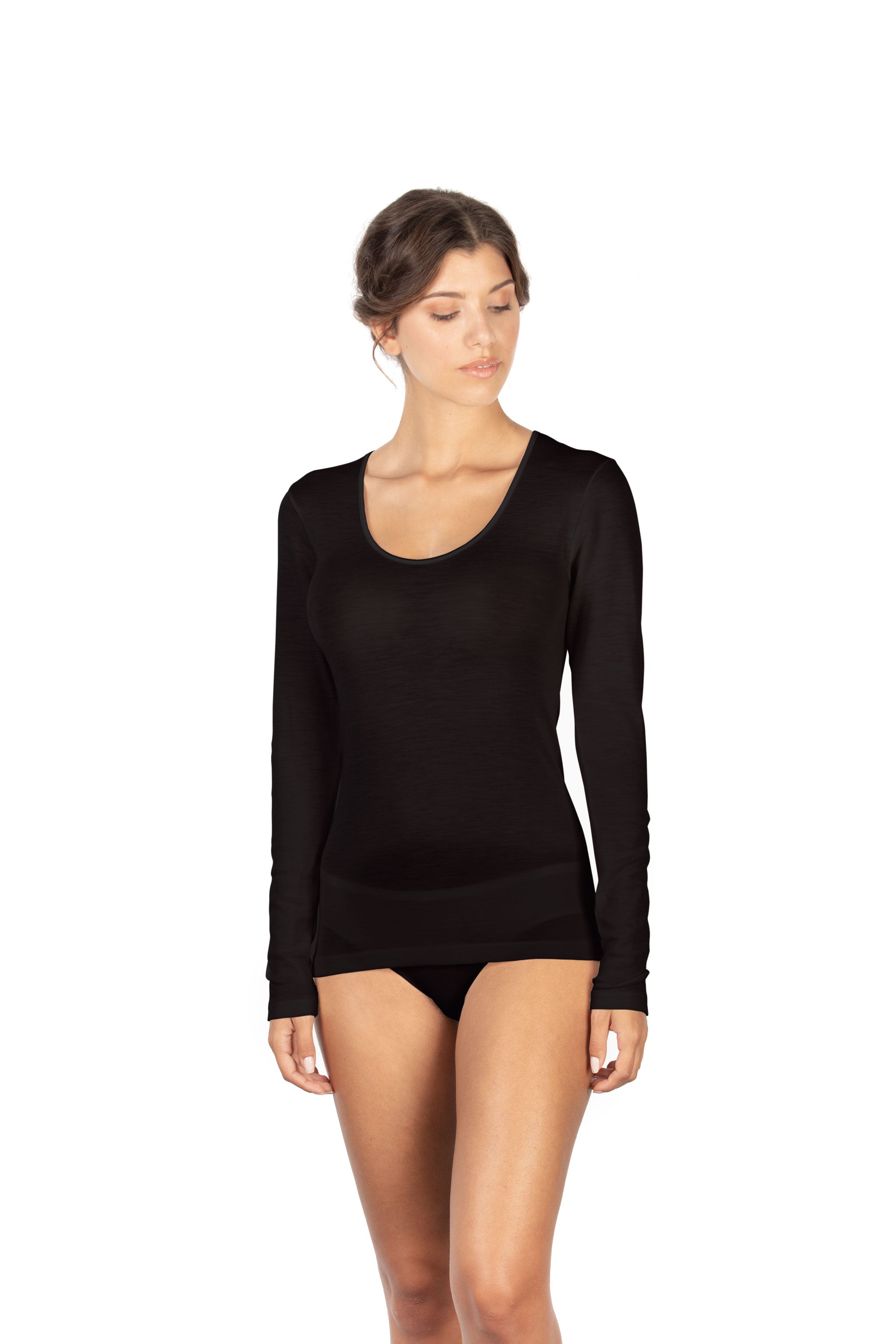 tittimitti EGi Luxury Merino Wool Silk Women's Long Sleeve T-Shirt. Proudly Made in Italy (143) — side view