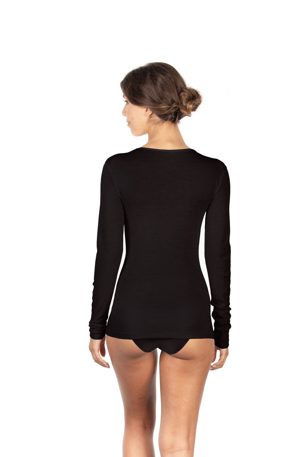 tittimitti EGi Luxury Merino Wool Silk Women's Long Sleeve T-Shirt. Proudly Made in Italy (143) — back view