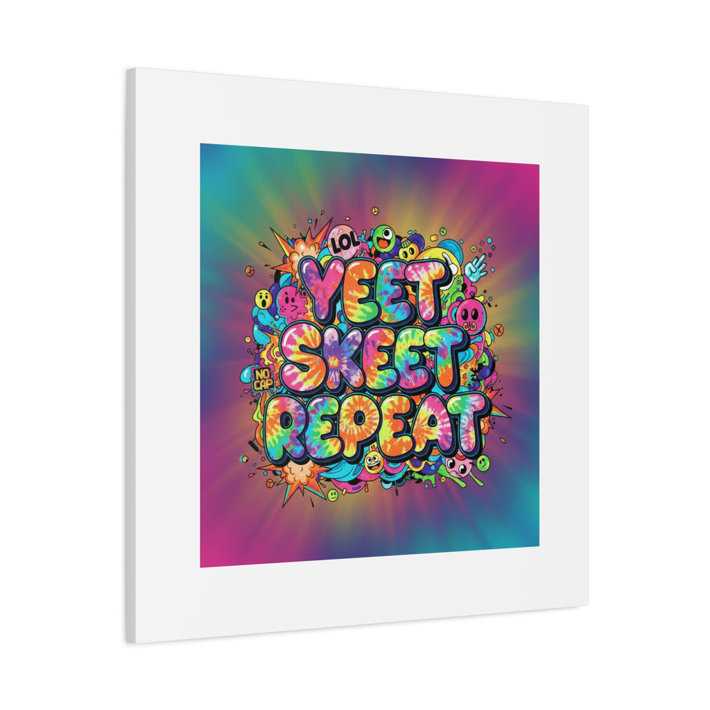 Yeet Skeet Repeat Canvas | Slogan & Glitch Graphic, Meme Phrase Wall Art