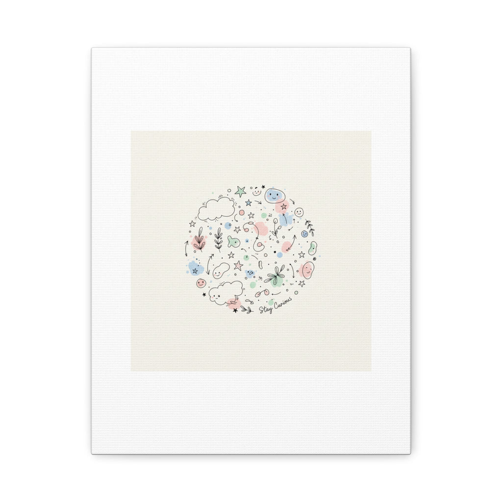 Doodle Circle Line Drawing Matte Canvas, Hand-Drawn Sketch Art