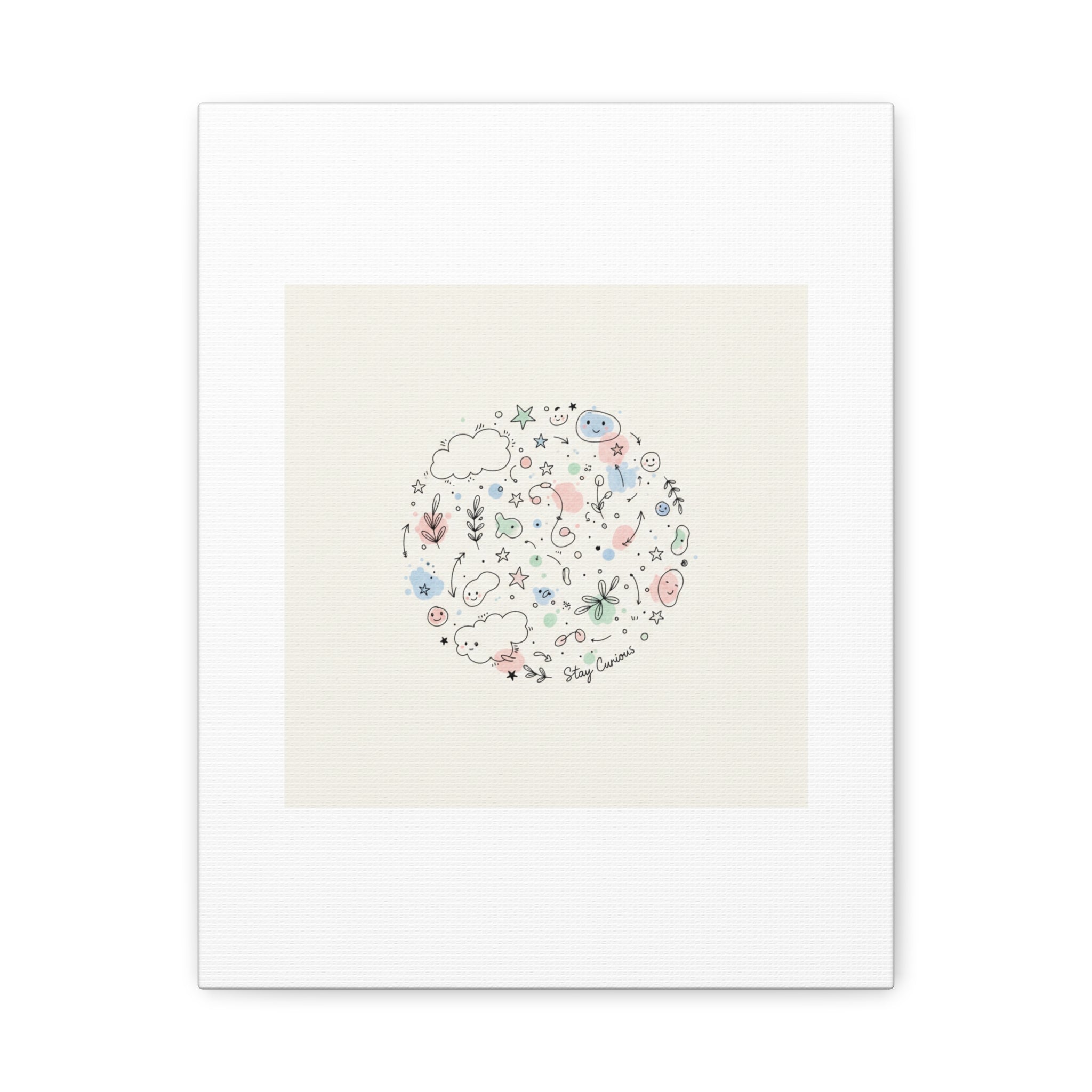 Doodle Circle Line Drawing Matte Canvas, Hand-Drawn Sketch Art