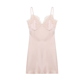 Early Spring Women Clothing Elegant Fashionable Slimming Silk Satin Lace Stitching Cami Dress