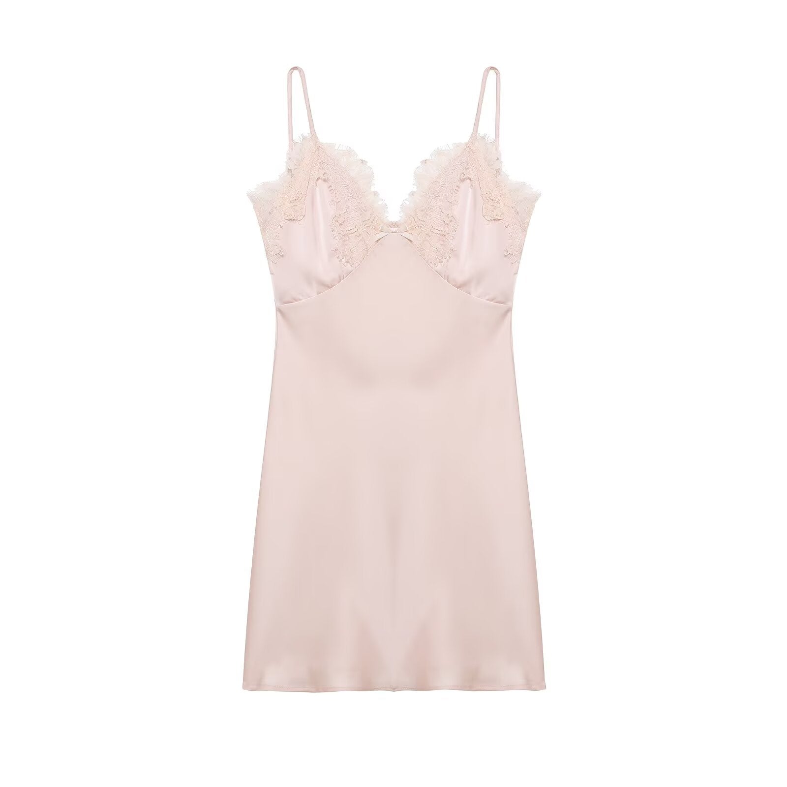Bella Mia Early Spring Women Clothing Elegant Fashionable Slimming Silk Satin Lace Stitching Cami Dress — lifestyle context