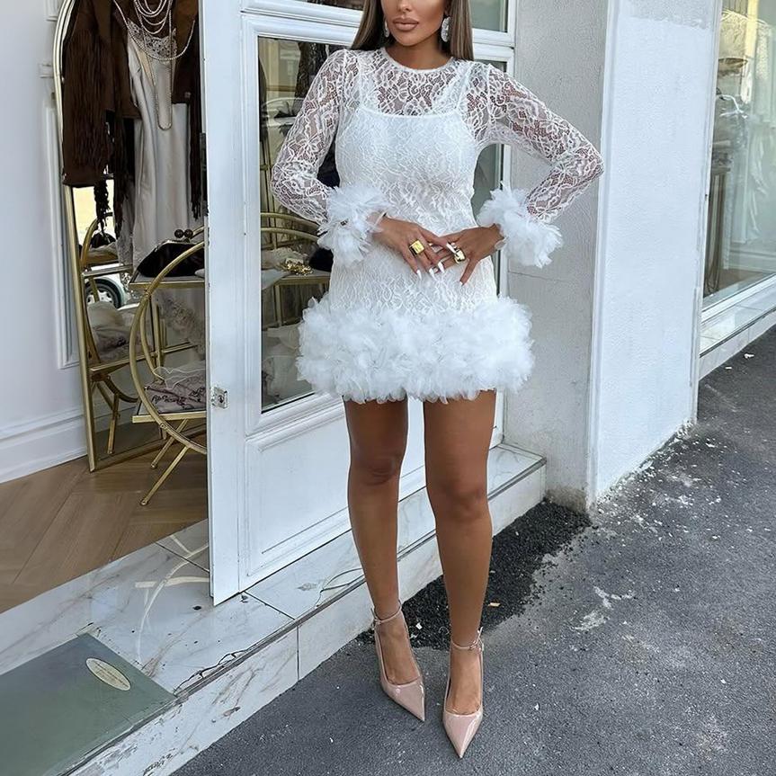 Bella Mia Women Spring Lace Round Neck Two Piece Set Dress — main product shot