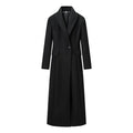 Women Solid Color Slim One Button Long Long Sleeve Collared Coat