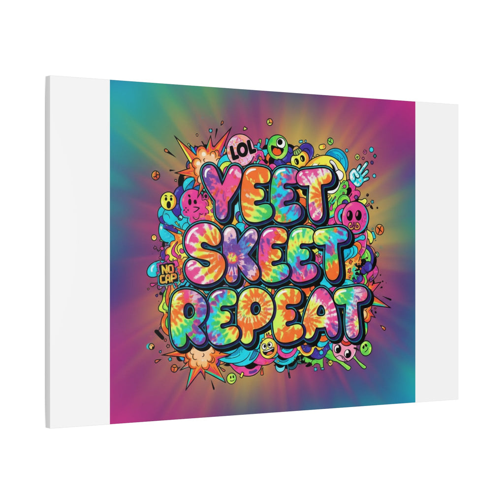 Yeet Skeet Repeat Canvas | Slogan & Glitch Graphic, Meme Phrase Wall Art