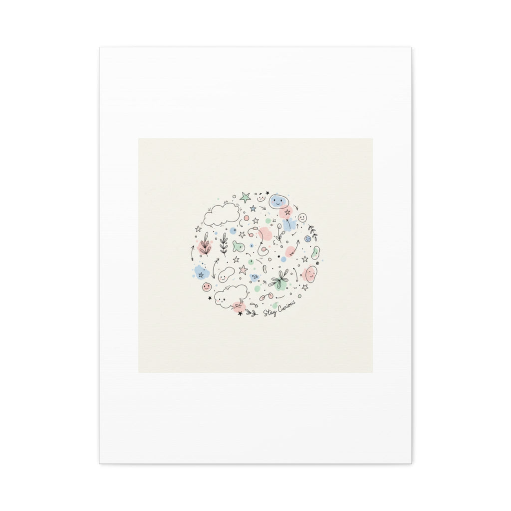 Doodle Circle Line Drawing Matte Canvas, Hand-Drawn Sketch Art