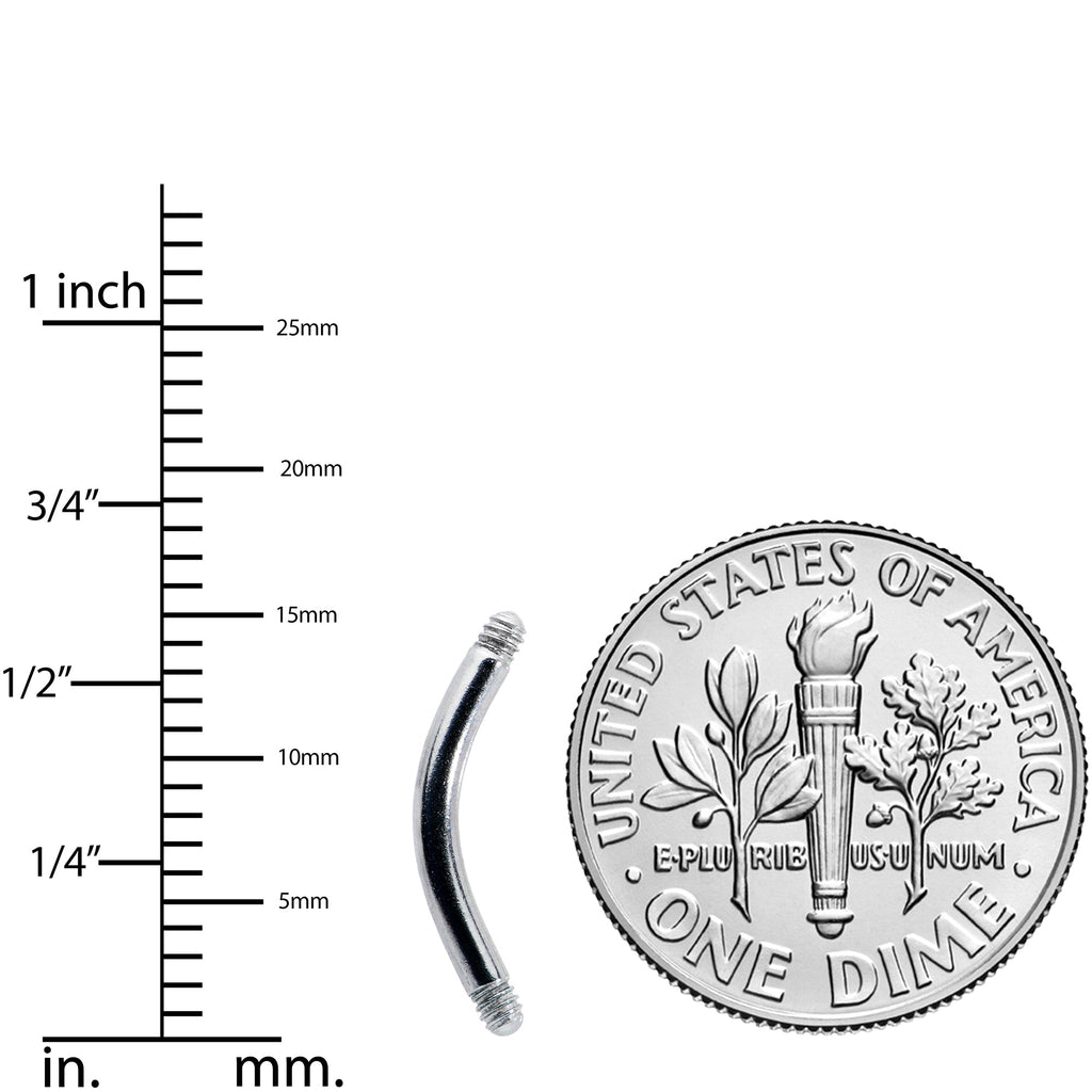 BodyCandy 14G 316l Stainless Steel Replacement Curved Barbell 3/8 — size reference
