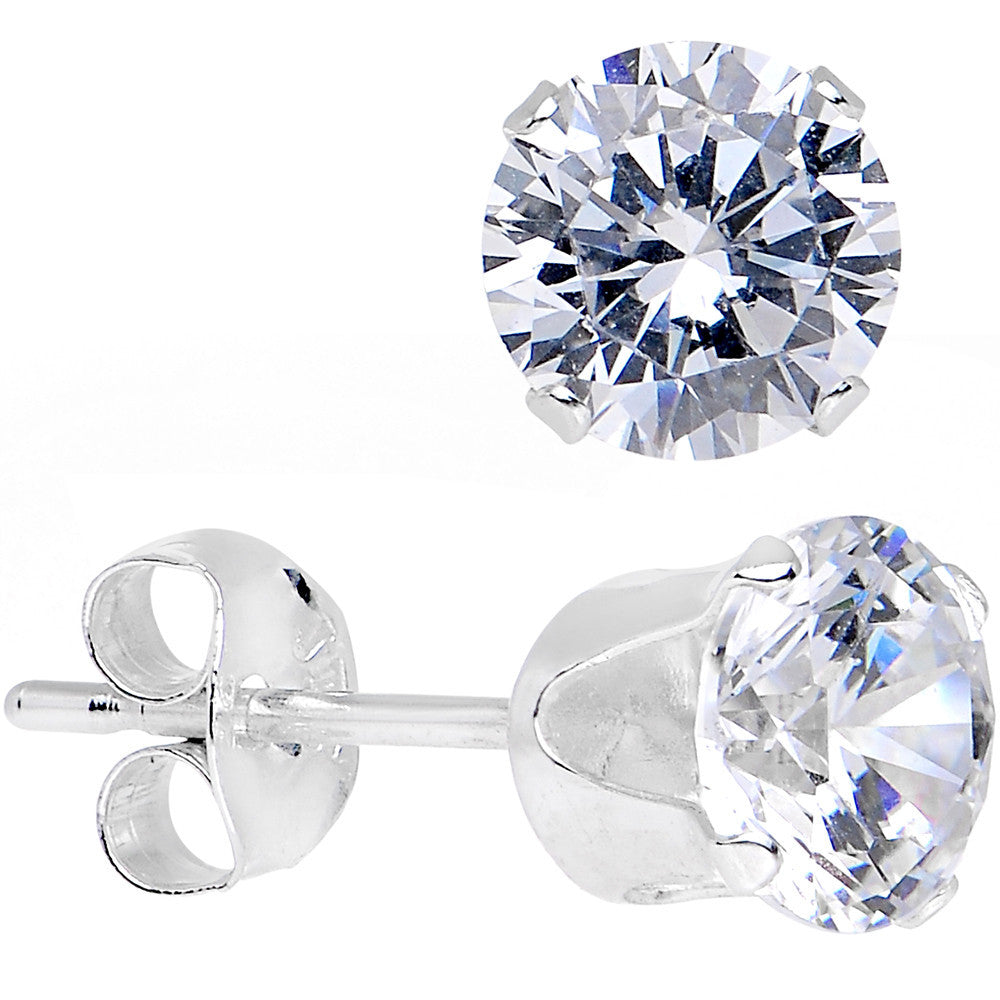 BodyCandy 925 Sterling Silver 5mm Cubic Zirconia Round Stud Earrings — main product shot