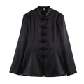 Spring Summer Chinese Coat Black Buckle Chinese Knot Waist Jacket