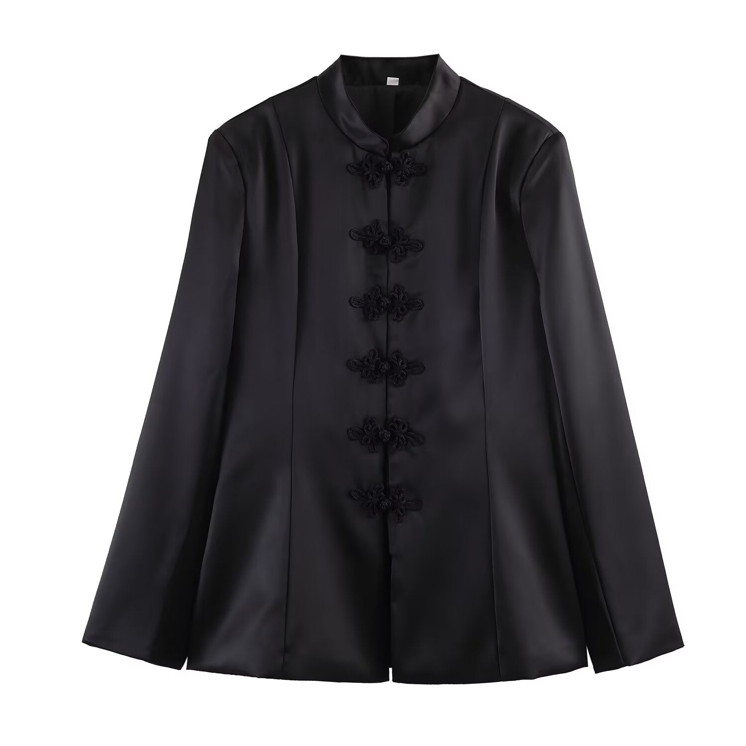Spring Summer Chinese Coat Black Buckle Chinese Knot Waist Jacket