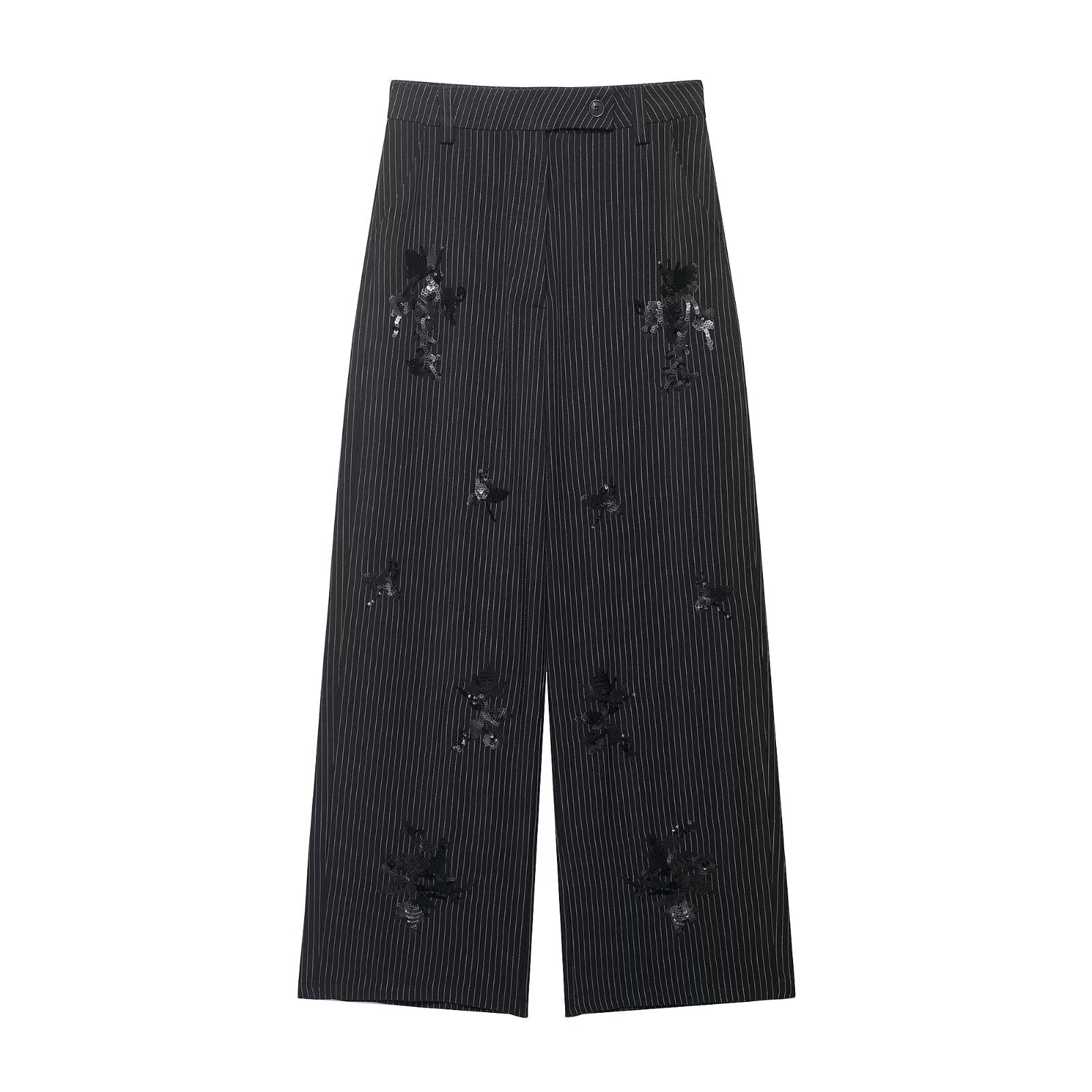 Bella Mia Spring Women Clothing Embroidered Sequ Striped Work Pant Two Piece Sets — lifestyle context
