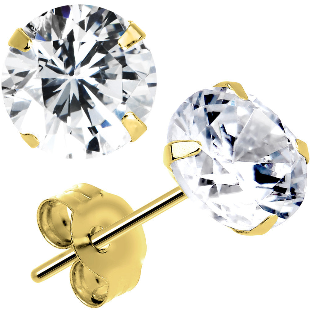 BodyCandy 14k Gold .47 Carat Cubic Zirconia Solitaire Stud Earrings — main product shot