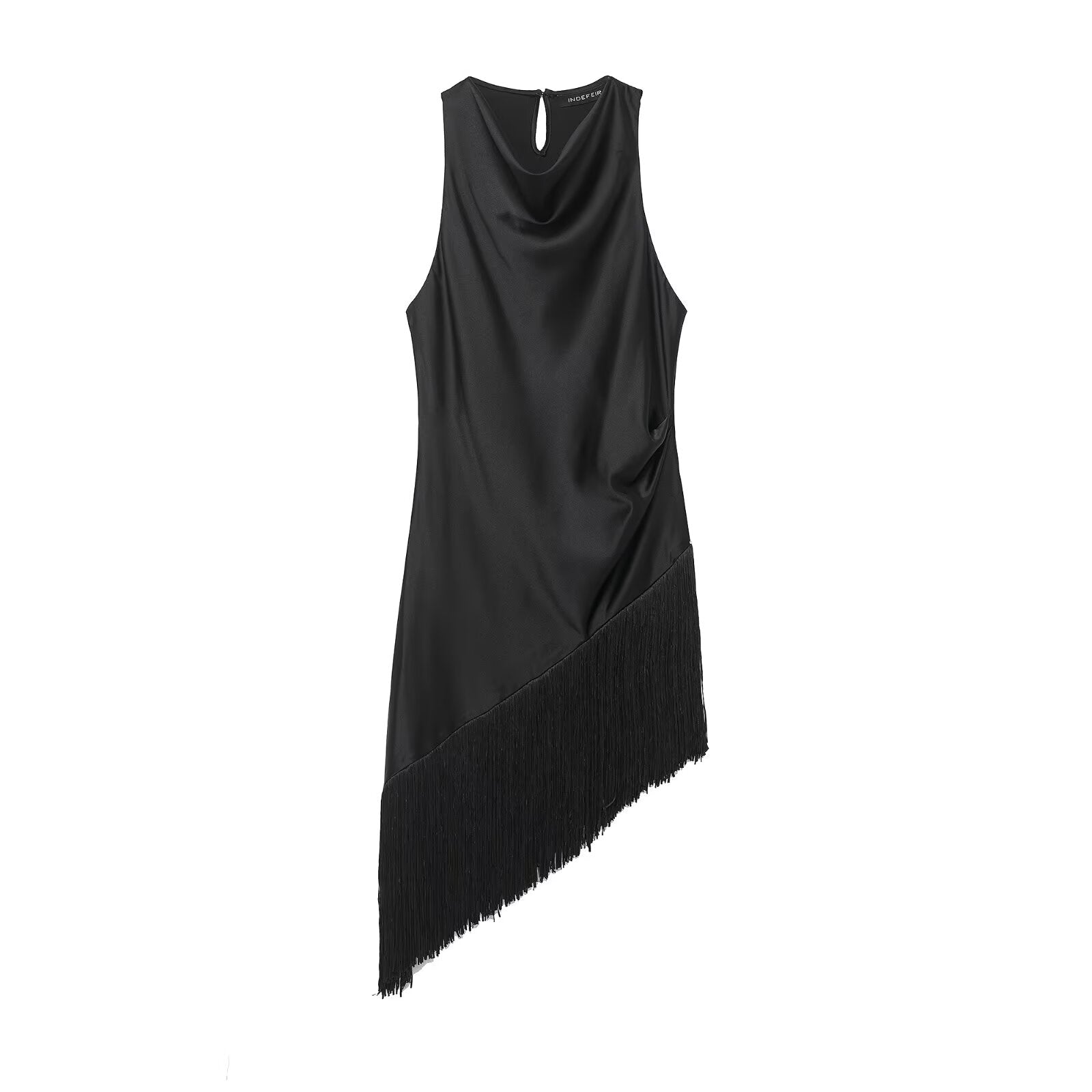 Bella Mia Women Clothing Summer All Matching Sleeveless Irregular Asymmetric Tassel Top — detail and construction