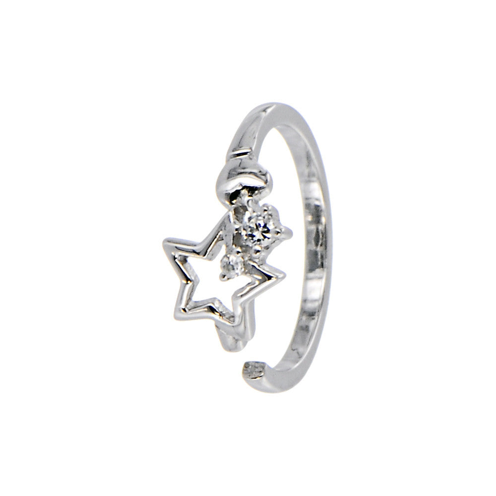 BodyCandy Sterling Silver 925 Cubic Zirconia Star Toe Ring — main product shot