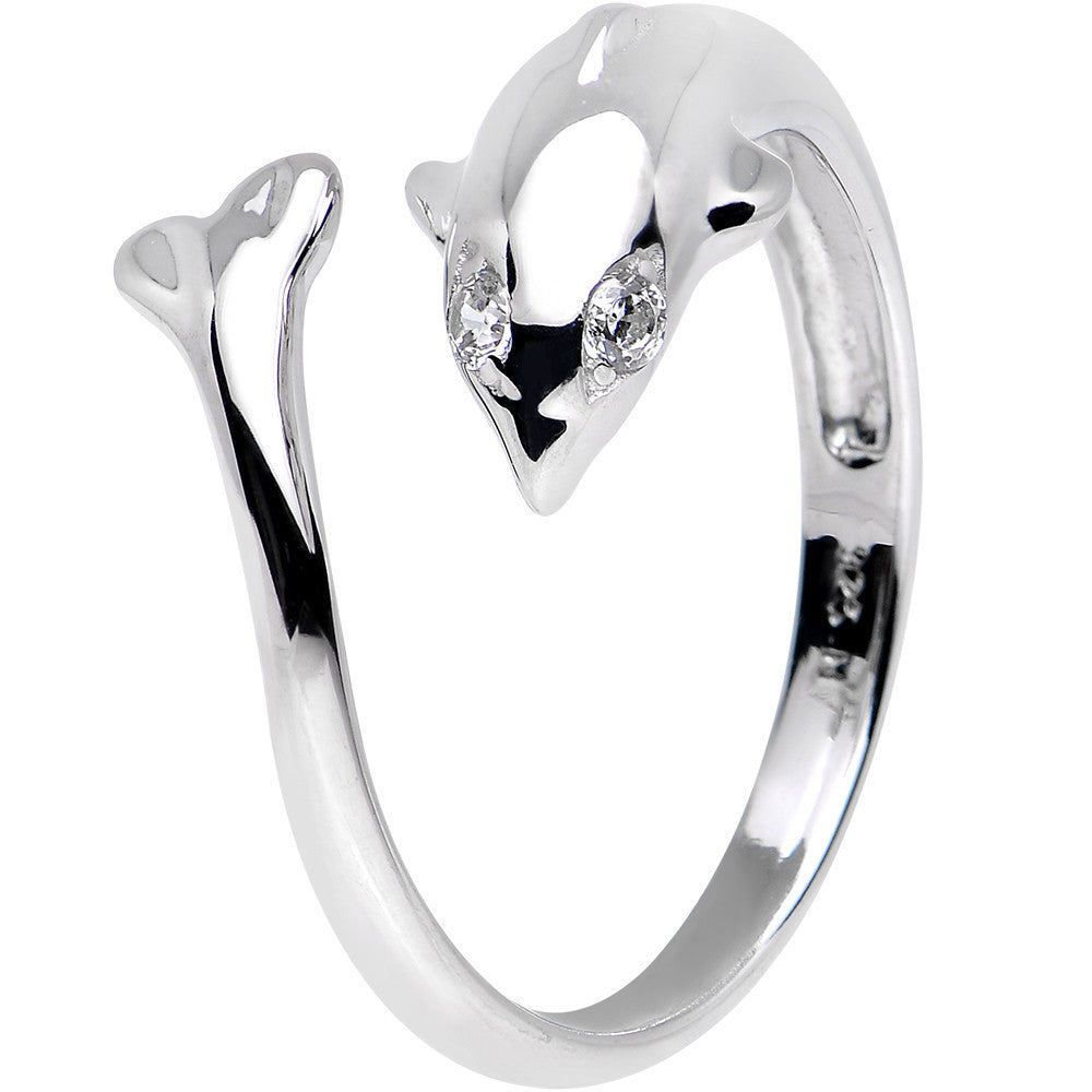 BodyCandy Sterling Silver 925 Cubic Zirconia Dolphin Toe Ring — main product shot
