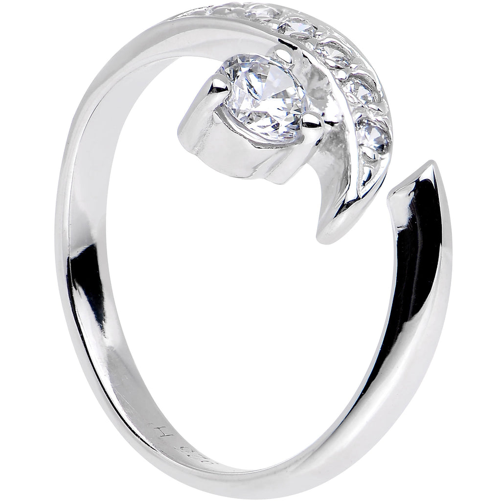 BodyCandy Sterling Silver 925 Cubic Zirconia Solitaire Toe Ring — detail close-up