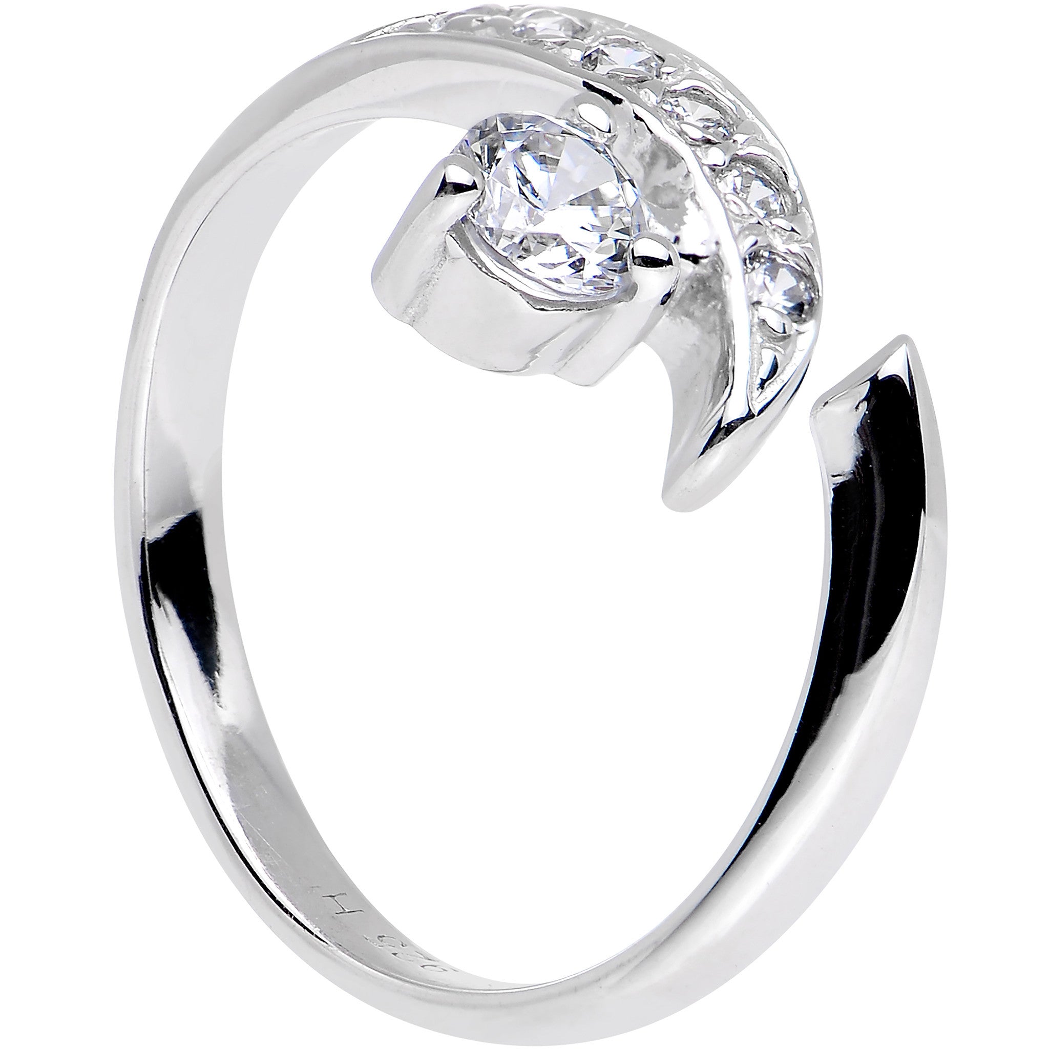 BodyCandy Sterling Silver 925 Cubic Zirconia Solitaire Toe Ring — detail close-up