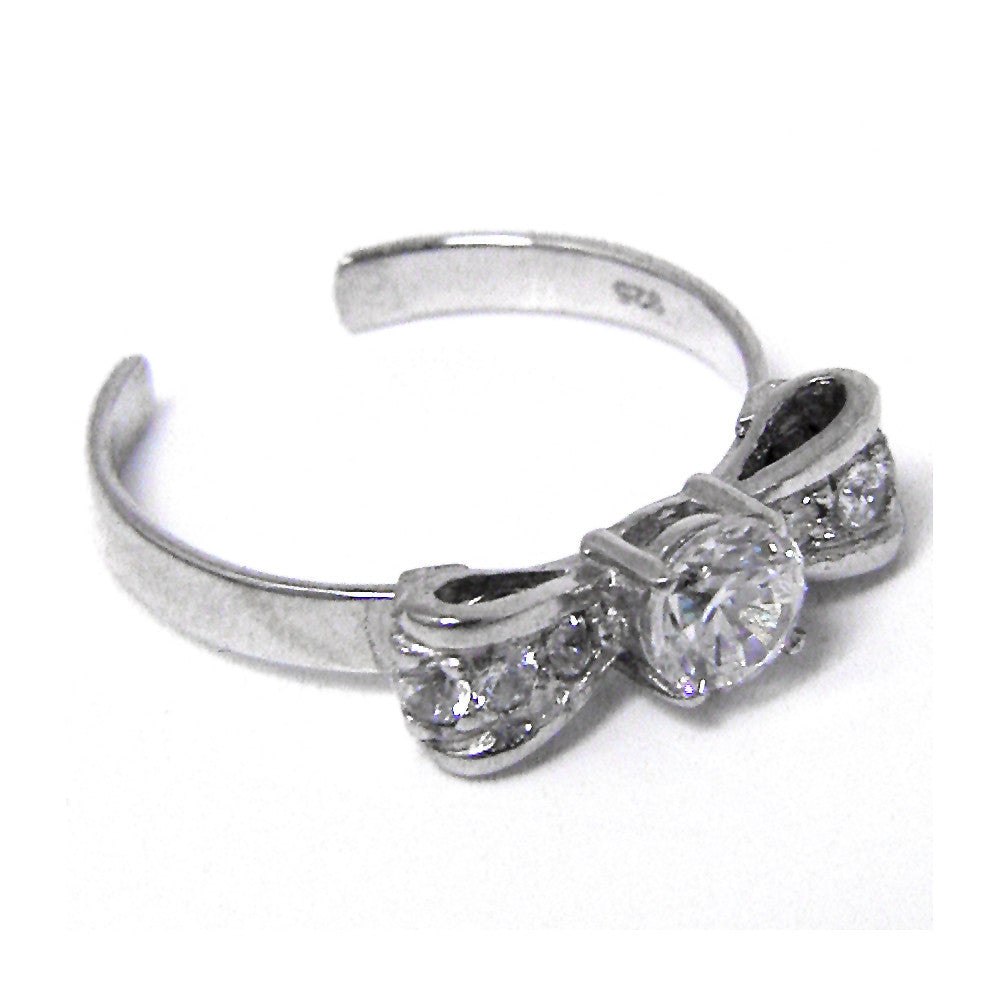 BodyCandy Sterling Silver 925 Cubic Zirconia Bow Solitaire Toe Ring — main product shot