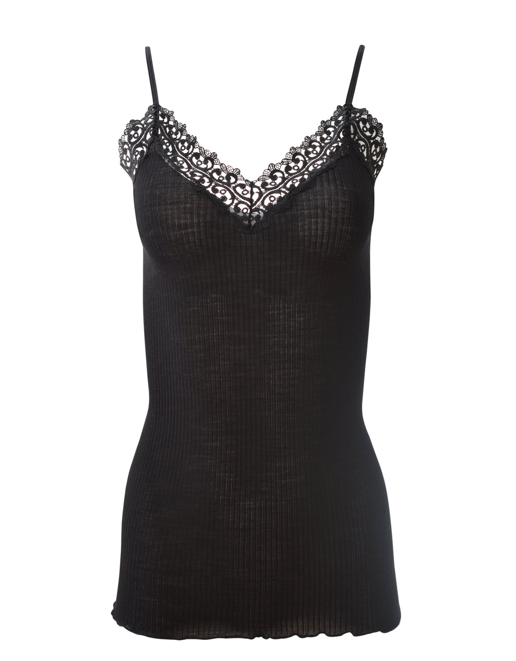 tittimitti EGI Luxury Wool Silk Camisole Spaghetti Straps with Macramé Trim. Proudly Made in Italy. — main product shot