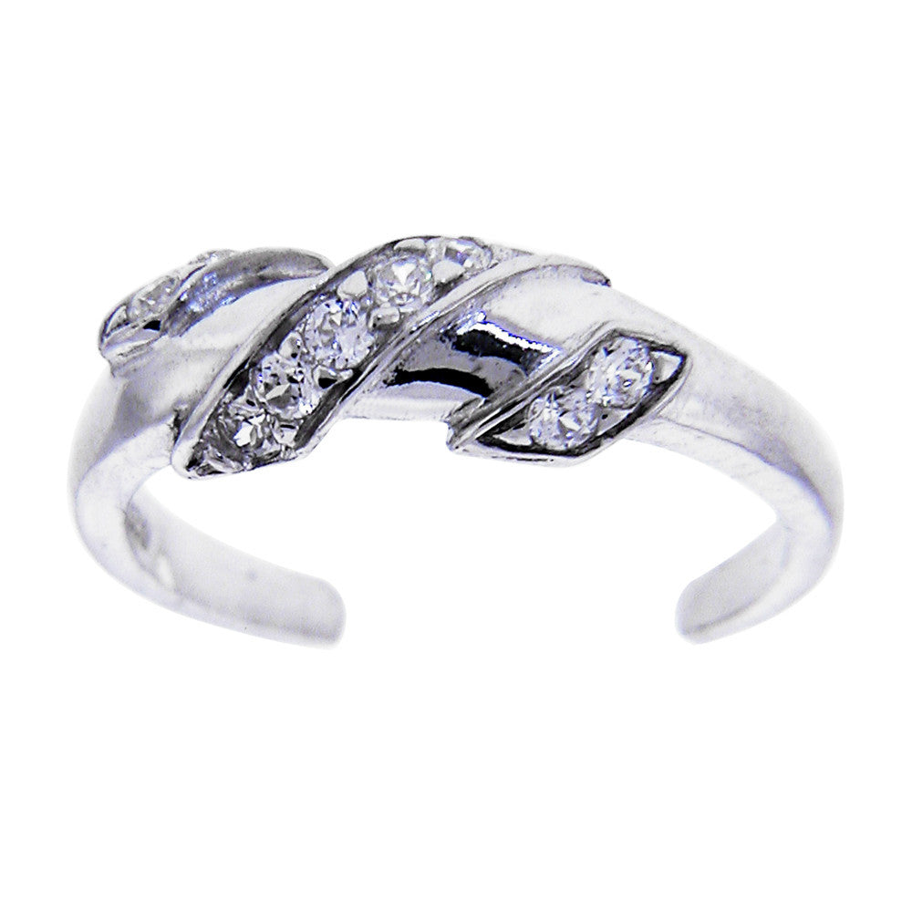 BodyCandy Sterling Silver 925 Cubic Zirconia Twist Toe Ring — main product shot