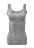 tittimitti EGI Luxury Wool Silk Camisole with Macramé Lace Trim. Proudly Made in Italy. — side view
