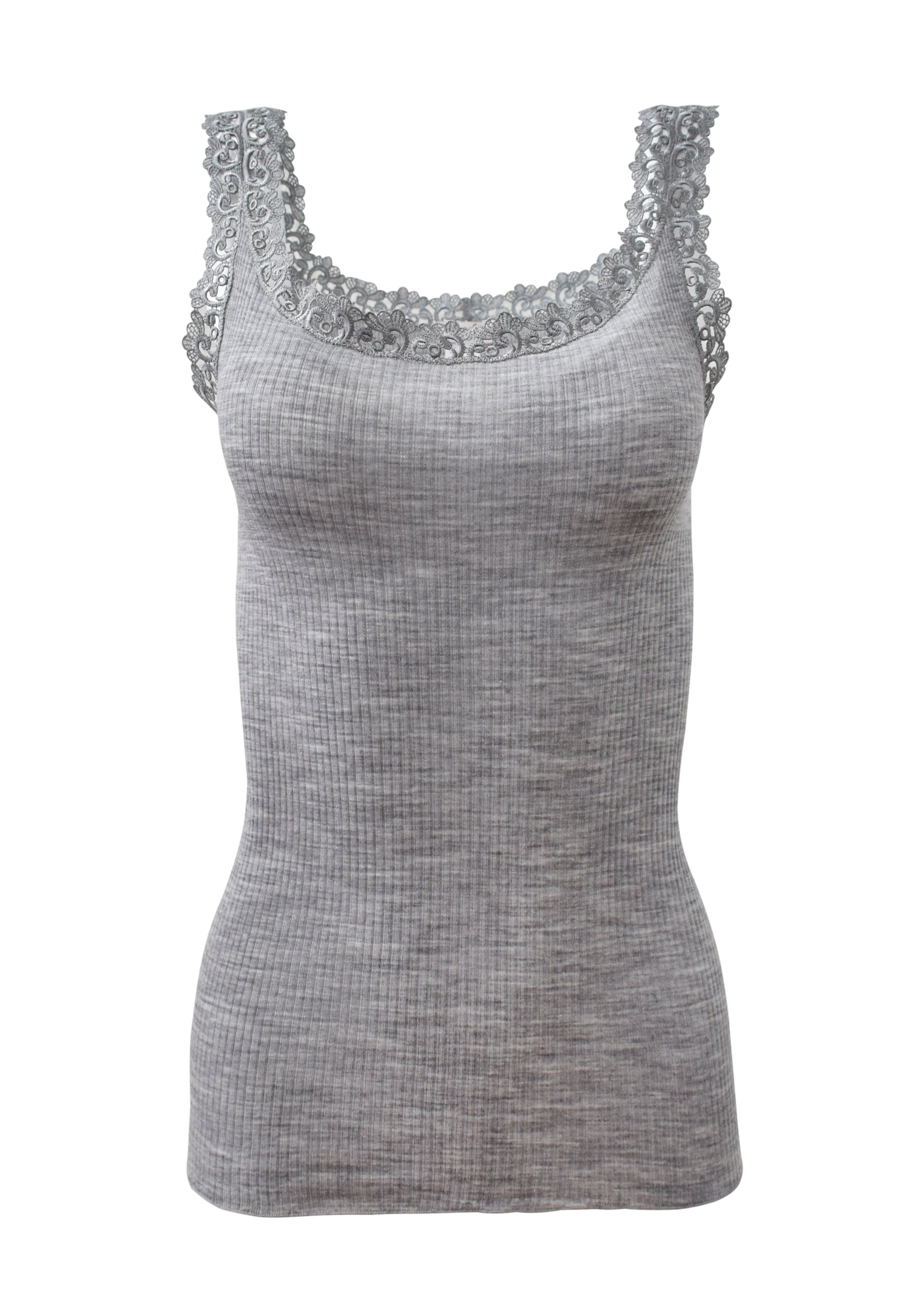 tittimitti EGI Luxury Wool Silk Camisole with Macramé Lace Trim. Proudly Made in Italy. — side view