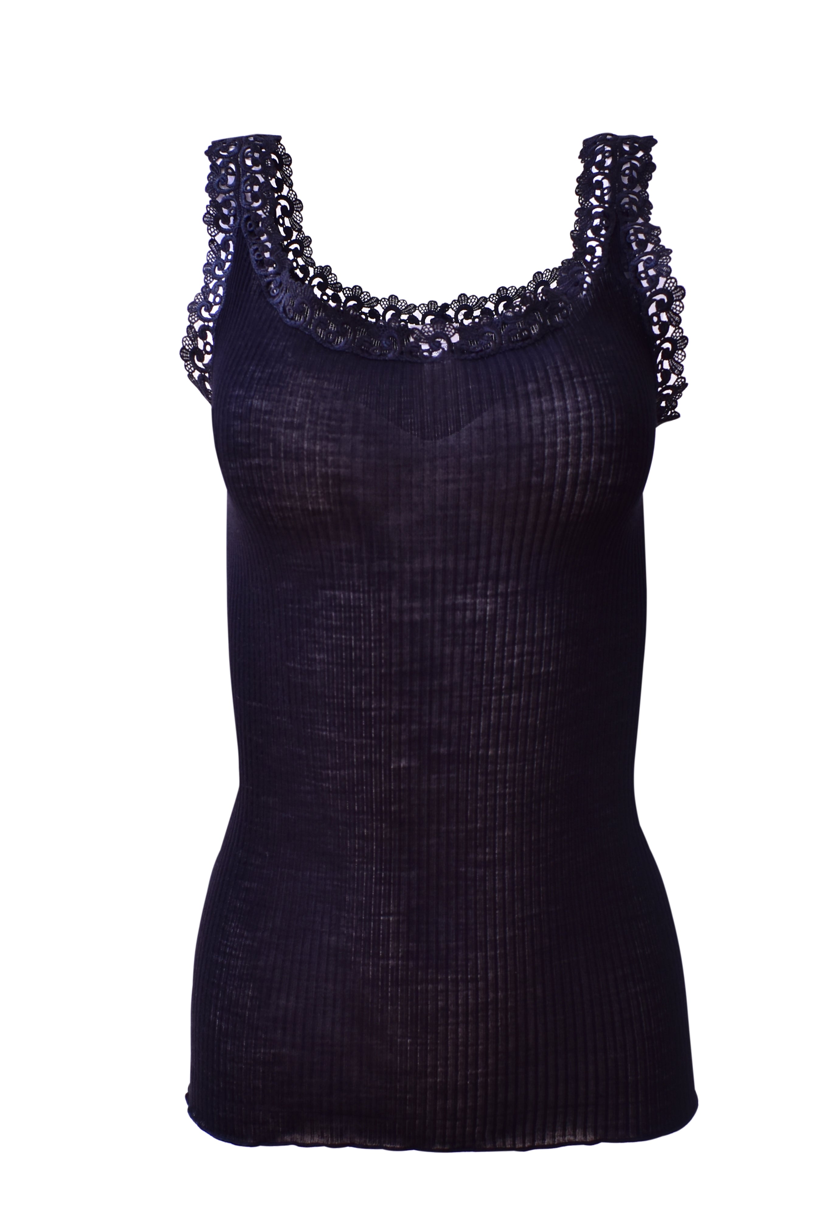 tittimitti EGI Luxury Wool Silk Camisole with Macramé Lace Trim. Proudly Made in Italy. — lifestyle context