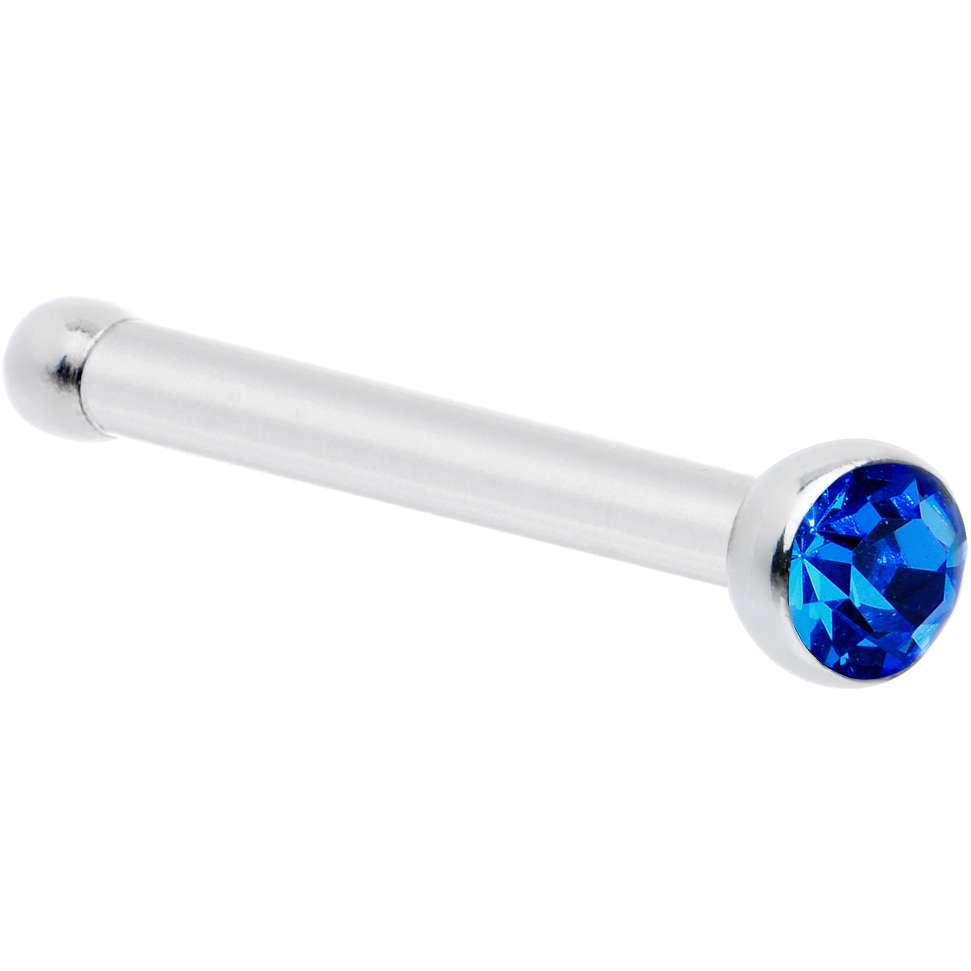 BodyCandy 20G Stainless Steel Sapphire Blue Gem Micro Nose Bone — main product shot